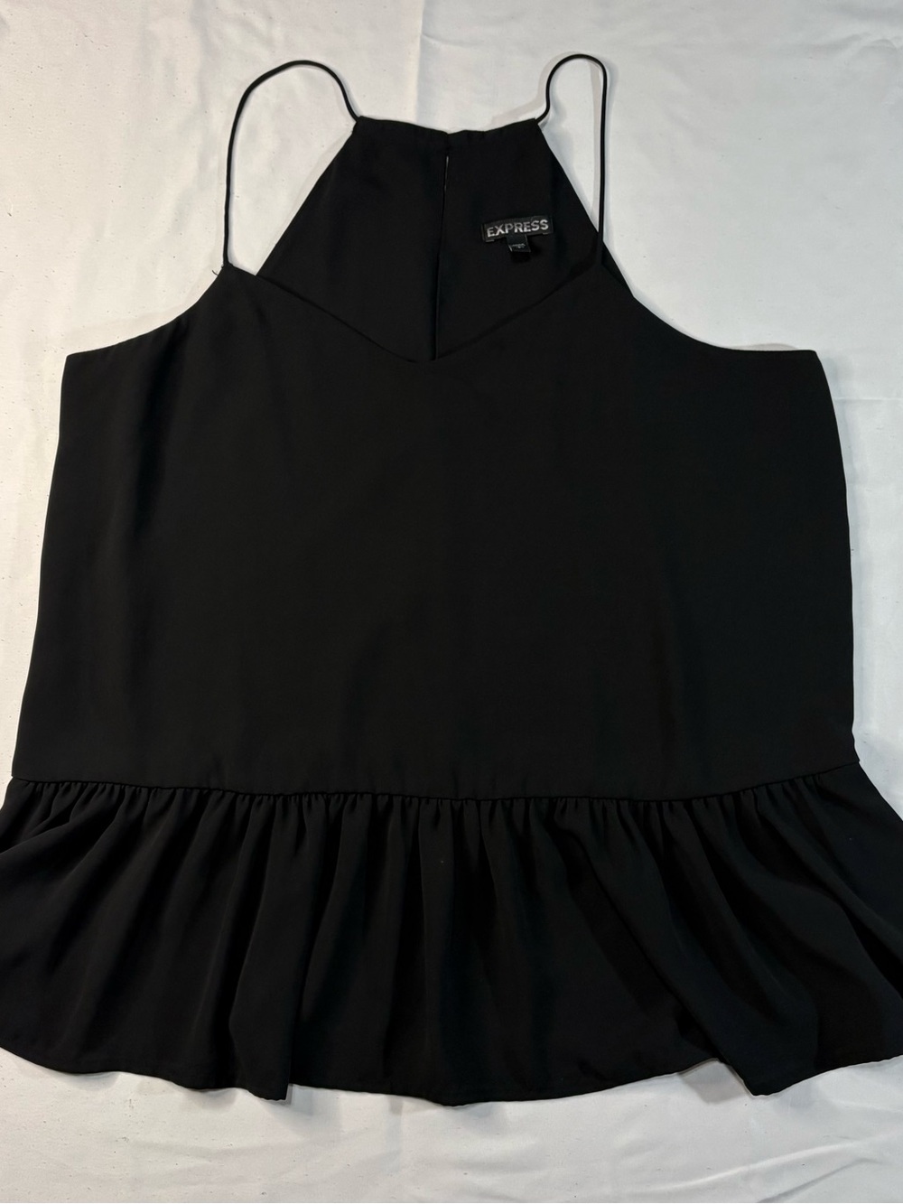 Express Black Ruffle-Hem Halter Cami